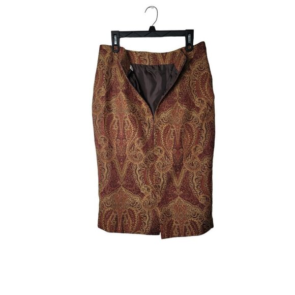 VTG Newport News Pencil Skirt Paisley Tapestry Textured Academia Librarian - Picture 3 of 9